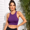 Débardeur court côtelé violet pour femme avec une coupe sans manches à séchage rapide - Bleu Violet