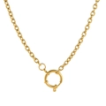 18K gold-plated oval link necklace featuring a polished spring ring clasp connector - 18mm Sailor Clasp Pearl Chain