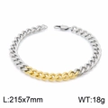 Tweekleurige zilveren en gouden Cubaanse armband voor heren en dames, 215x7mm - Goud en Zilveren Armband (KB149473-KLHQ)