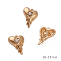 Set of 3 gold-toned molten lava heart charms with rhinestones for DIY jewelry, 20x14mm - AB Color Rhinestone Heart Gold