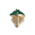 Cute dark green enamel mushroom pendant with white spots and gold metal finish - Dark Green Mushroom White Dots