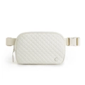 White quilted nylon fanny pack with adjustable strap and buckle for outdoor sports - Quilted Texture / White