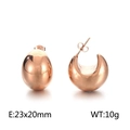 Pendientes de media luna hueca minimalistas en oro rosa con diseño geométrico - Oro Rosa (KE111050-KFC)