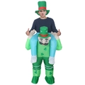 Inflatable St. Patrick's Day costume featuring green leprechaun design with shamrocks - Irish Back Pants / One Size
