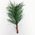 Single realistic artificial pine branch with dark green needles and brown stem - 10x15cm Green Pine Branch