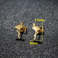 Golden stainless steel flamingo stud earrings in standing pose, 11mm height by 6mm width - 096 Flamingo / Gold