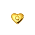 Golden heart-shaped titanium steel charm featuring an engraved letter Q for DIY jewelry - Letter Q Style (S-P143-Q)