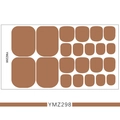 Flat lay of solid brown 3D toenail sticker sheet YMZ298 on a clean white background - YMZ298-Tan