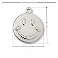 Technische tekening van een 24x20mm roestvrijstalen smiley hanger voor sieraden maken - Zilveren grote smiley-hanger