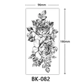 Sketch floral temporary tattoo sticker BK-082 with black rose design 96x190mm - BK-082 / 96*190mm