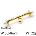 Gold-plated stainless steel OT toggle clasp with shell pearls, size 36x6mm and 2g weight - Style 7 - Shell Pearl - Steel