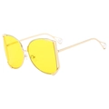 Chic square oversized sunglasses with yellow lenses, gold frame, and pearl details - Gold Frame Yellow Lenses