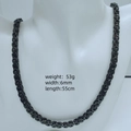 Black Byzantine chain necklace for men in stainless steel, 6mm width and 55cm length - 6mm*55cm / Black