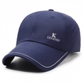 Navy blue quick-dry baseball cap with K LEGEND embroidery and reflective brim - Adjustable / Navy Blue