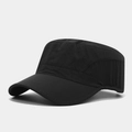 Vue détaillée de la casquette militaire noire étanche en tissu texturé à séchage rapide - Réglable / Noir