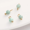 DIY jewelry charm with 4mm faceted light green natural stone and gold metal loop - 4mm (5 Pcs/Pack) / Amazonite