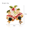 Christmas gold bell brooch with green enamel leaves and red rhinestones for women - xz4134 Christmas Small Bell