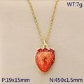 Collier doré avec pendentif fraise en émail rouge et cristaux étincelants - Style Pendentif Fraise (KN292085-Z)