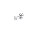 Minimalist polished stainless steel barbell stud earring with flat round disc - Round Plate & Ball Style / 1 Piece / Steel