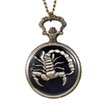 Vintage bronze pocket watch featuring a 3D gold scorpion relief and classic metal chain - Scorpion Relief Style (P962)