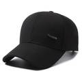 Klassische schwarze Baumwoll-Baseballkappe für Herren mit seitlichem Metalldekor - Verstellbar / Schwarz Mit Classic-Metallleiste