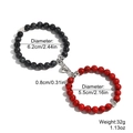 Magnetic couples beaded bracelet set with black and red textured beads for friendship - Black and Red Turquoise Magnetic Bracelet Set