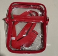 Waterproof clear PVC crossbody bag with red trim and adjustable strap for women - Small / Red