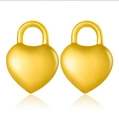 Elegant gold heart earrings with a matte finish and polished top rings on white background - Matte Frosted Full Heart