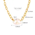 Detail view of 18k gold plated stainless steel chain necklace with resin marble pendant - Marble White (TXP309)