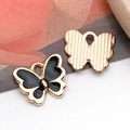 Schmetterling-Anhänger aus Metall mit schwarzer Emaille für DIY Schmuckherstellung - Schwarzer Schmetterling (13x10,5 mm)