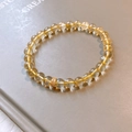 Elegant citrine crystal bead bracelet with gold micro-pave zircon spacer accent - 14# Citrine Gold Cylinder Bracelet