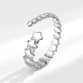 Retro vintage Thai silver star ring with minimalist open adjustable design for women - Adjustable Open / White Gold