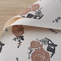 Waterproof vintage cream floral wrapping paper with roses and Love you script pattern - Dreamy Rose / Champagne