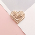 Golden heart charm with white pearls and sparkling crystals for DIY shoes and jewelry - Gold Heart Champagne