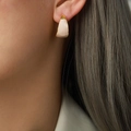 British style vintage crescent earrings in gold finish with soft pink enamel inlay - F337-Large / Milk Coffee
