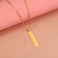 Minimalist gold stainless steel cuboid pendant necklace on a geometric dual-tone background - Gold Color (10*40mm)(MP273)