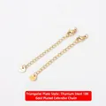 Detail of 18K gold plated stainless steel extension chains with lobster clasps and tags - Triangle Plate Style Extension Chain (18K Gold)