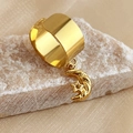 18K goud vergulde open ring met hangende maan en ster bedels voor een unieke look - Maan en Ster Bedel / Goud