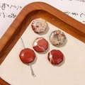 Red jasper hexagonal natural stone beads for DIY earrings and necklaces on a velvet tray - Red Jasper Textured Hexagonal Style (21号)