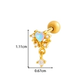 Golden crown cartilage earring with heart opal stone and dangling zircon gem detail - Crown Heart Pendant Style (921-10# Gold)