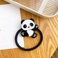 Cute panda elastic hair tie featuring high-stretch black cord and acrylic ornament - Waving Panda Scrunchie