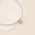 Minimalist silver stainless steel snake chain necklace with smooth spherical pendant - 2# Ball Pendant Style / Silver