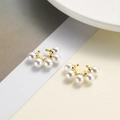 Elegant gold pearl ear cuffs for women featuring five white pearls in a minimalist half-hoop design - Gold Artificial Pearl Style (ZYN-DME453G)
