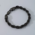 Bracelet chaîne en corde noire en acier titane hip hop avec fermoir mousqueton sûr - Bracelet 20cm / 8mm / Noir