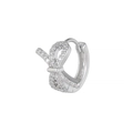 Silver bow hoop earrings with micro-paved cubic zirconia in minimalist fashion design - Bow / Silver
