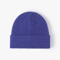 Classic dark blue ribbed knit beanie with fold-over cuff for warm winter outdoor styling - Sky Blue (20B118C)
