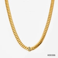 Gold-plated chunky snake chain necklace with vertical bar and four blue zircon accents - Gold Necklace with Blue Stone (KDD306)