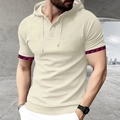 Polo da uomo con cappuccio in maglia a nido d'ape crema e polsini a quadri colorati - S / Albicocca