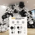 120-piece black and silver balloon arch kit with explosion star balloons and latex accessories - Black Silver
