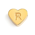 Gold heart-shaped pendant bead with engraved letter R for DIY jewelry making - Letter R (Gold)